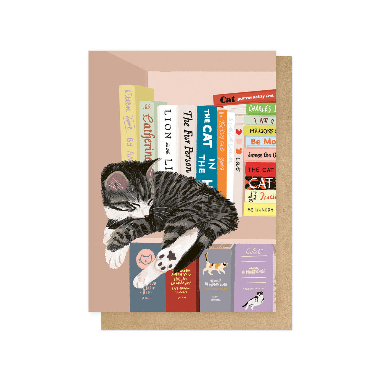 Cat Library Greetings Card