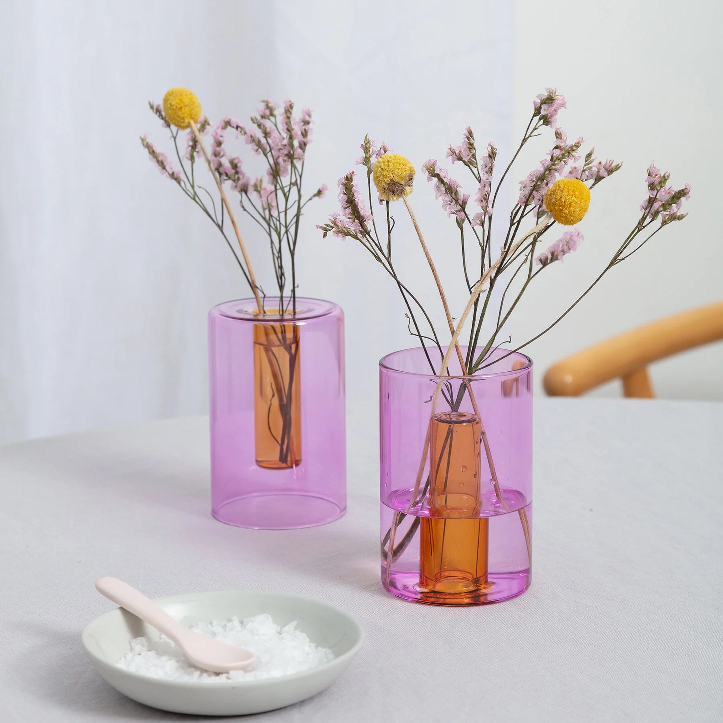 Reversible Small Lilac/Peach Glass Vase
