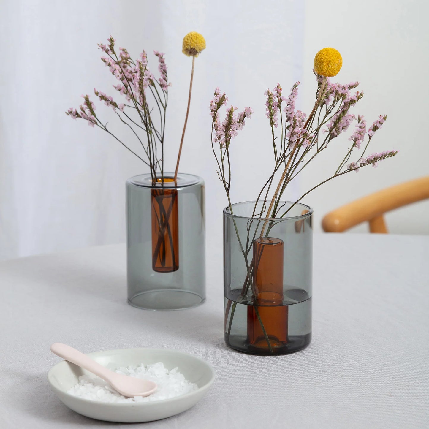 Reversible Small Smoke/Amber Glass Vase