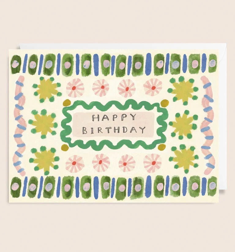 Happy Birthday Wavy Pattern Greetings Card