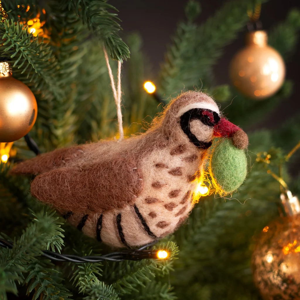 Partridge With Pear Felt Decoration