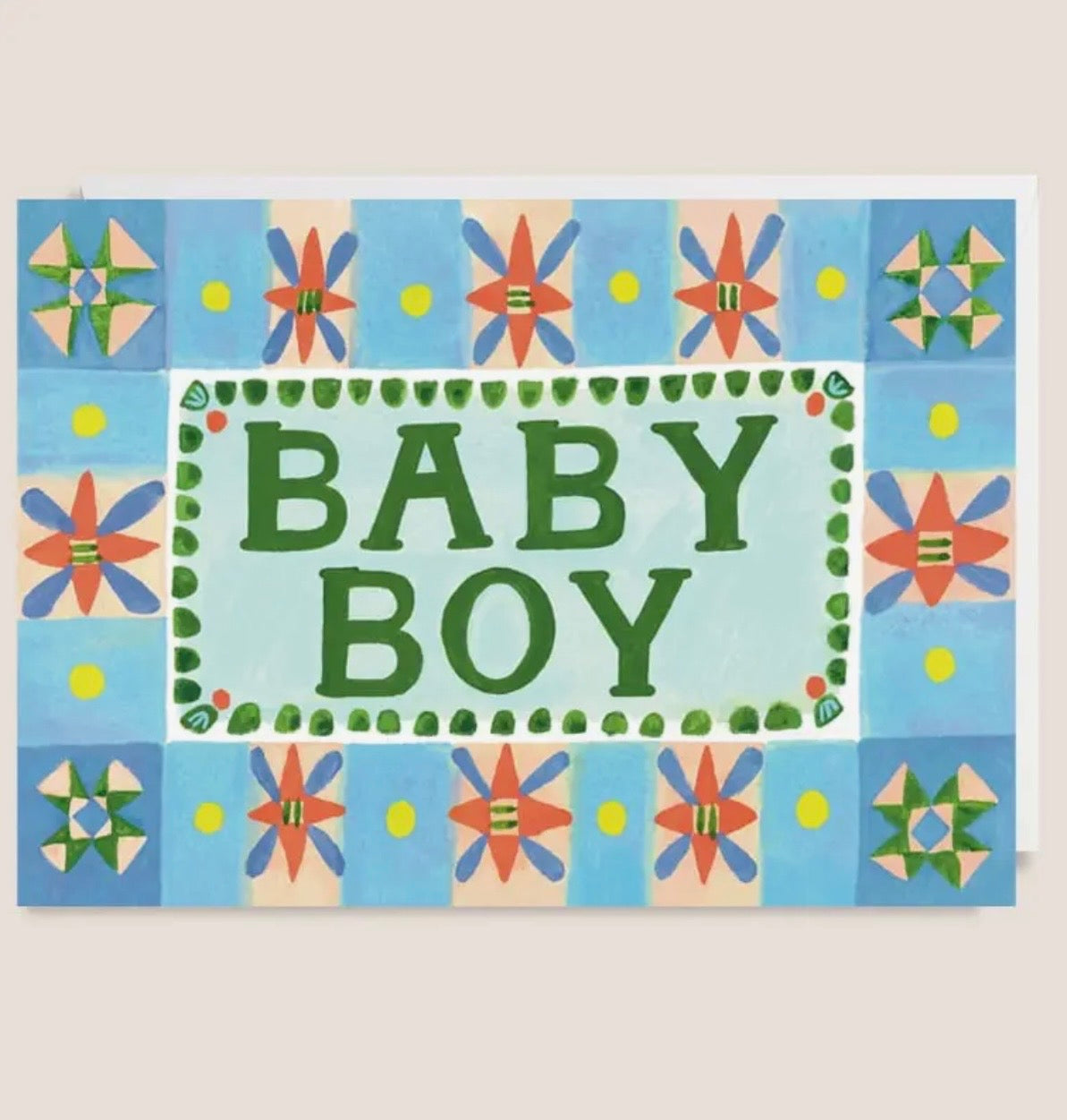 Baby Boy Tile Pattern Greetings Card