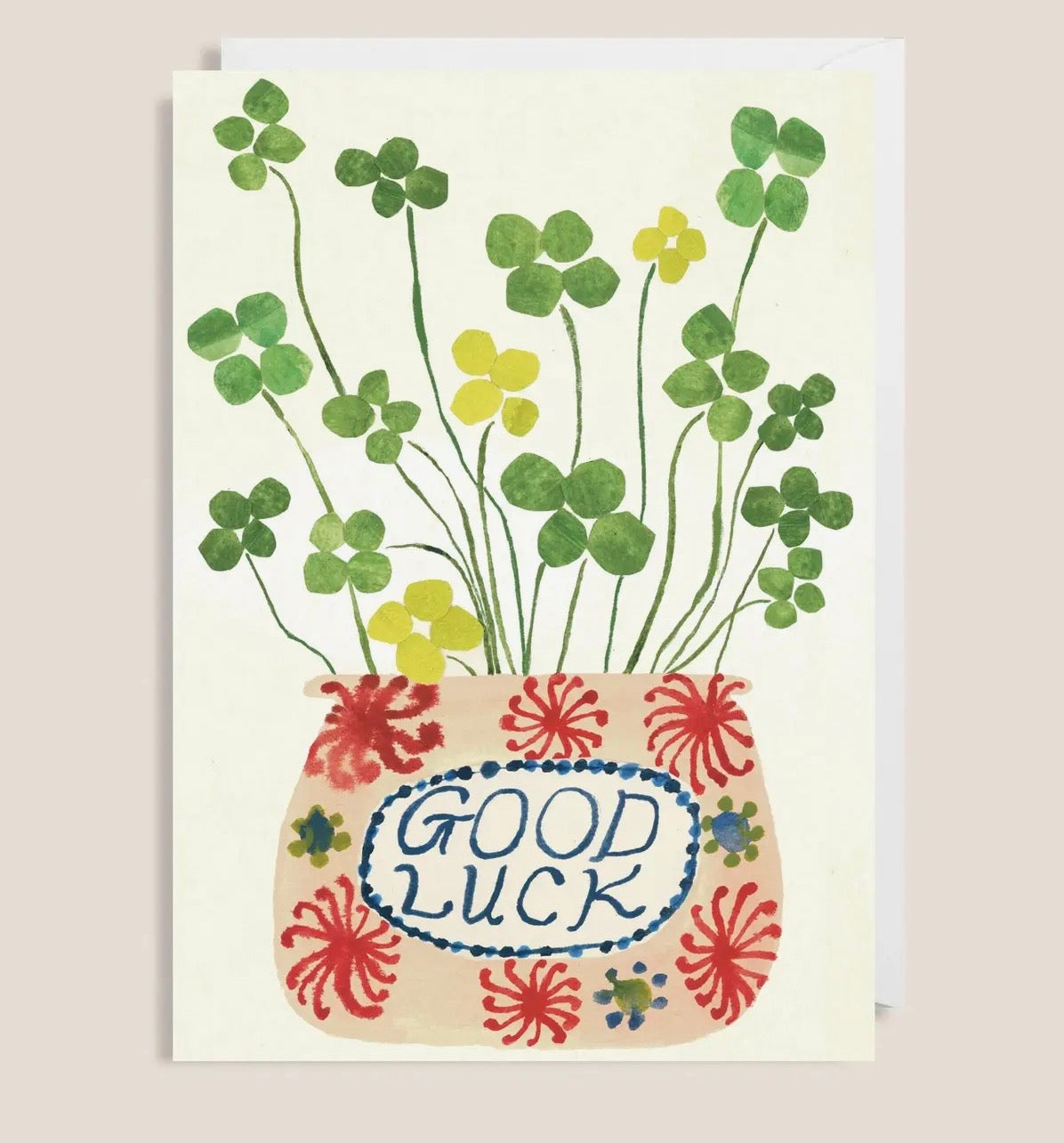 Good Luck Clover Greetings Card