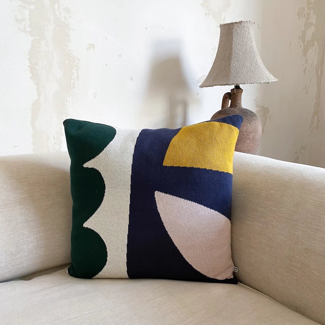 Cotton Knit Cushion Orbi Navy