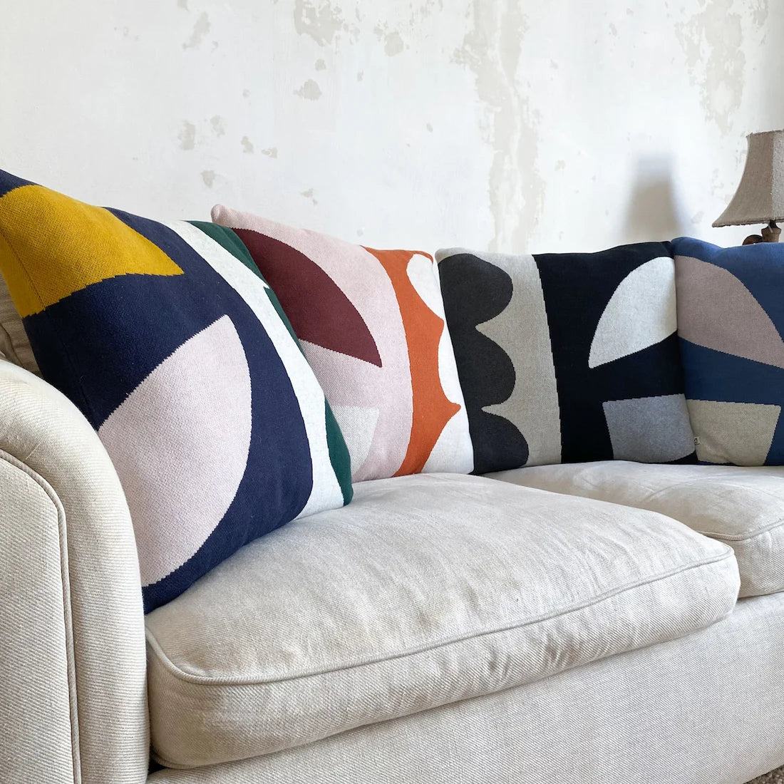 Cotton Knit Cushion Orbi Navy