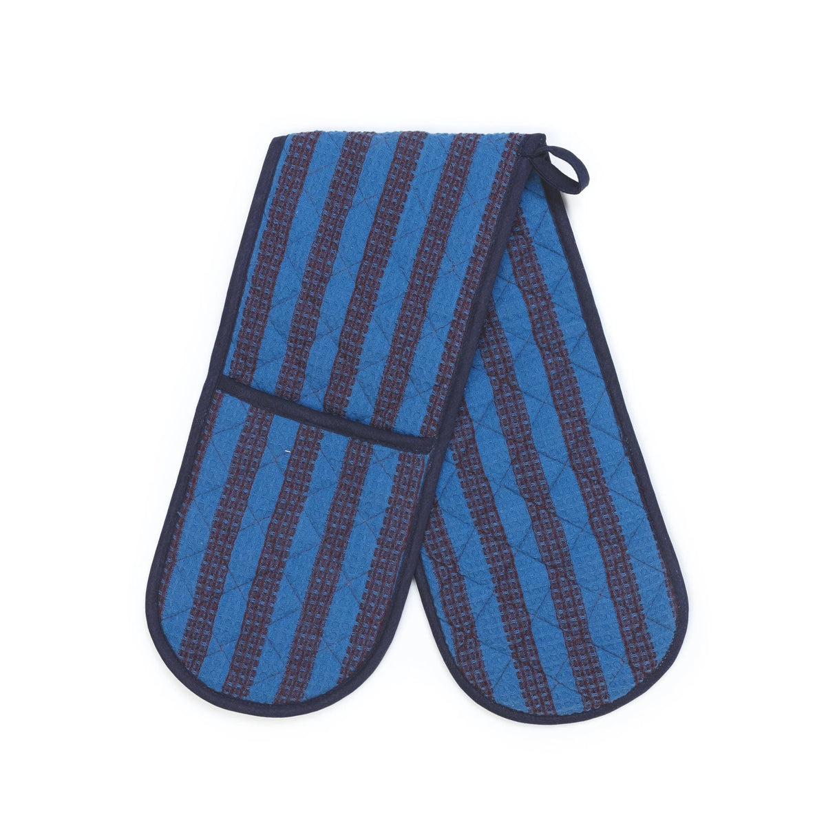 Striped Cobalt & Burgundy Double Oven Glove