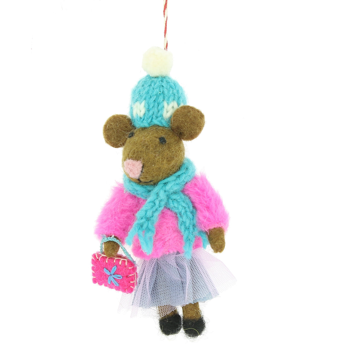 Brown Mouse With Party Outfit Hanging Decoration