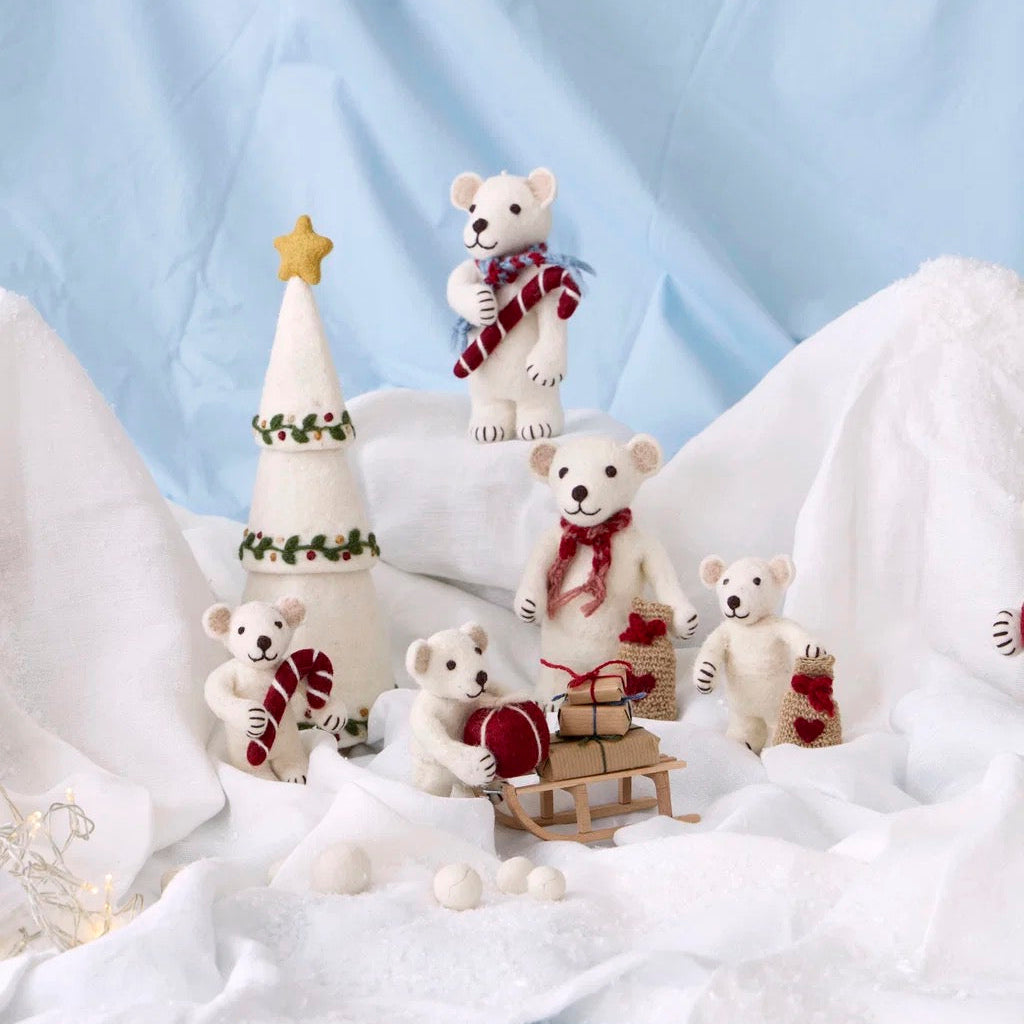 Small White Polar Bear With Gift bag