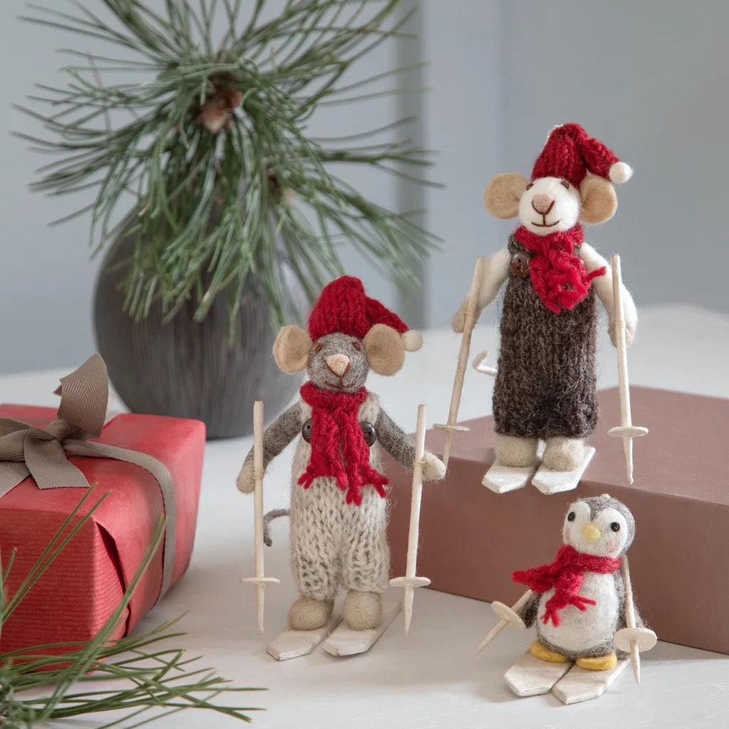 Penguin On Skis - Felt Christmas Decoration
