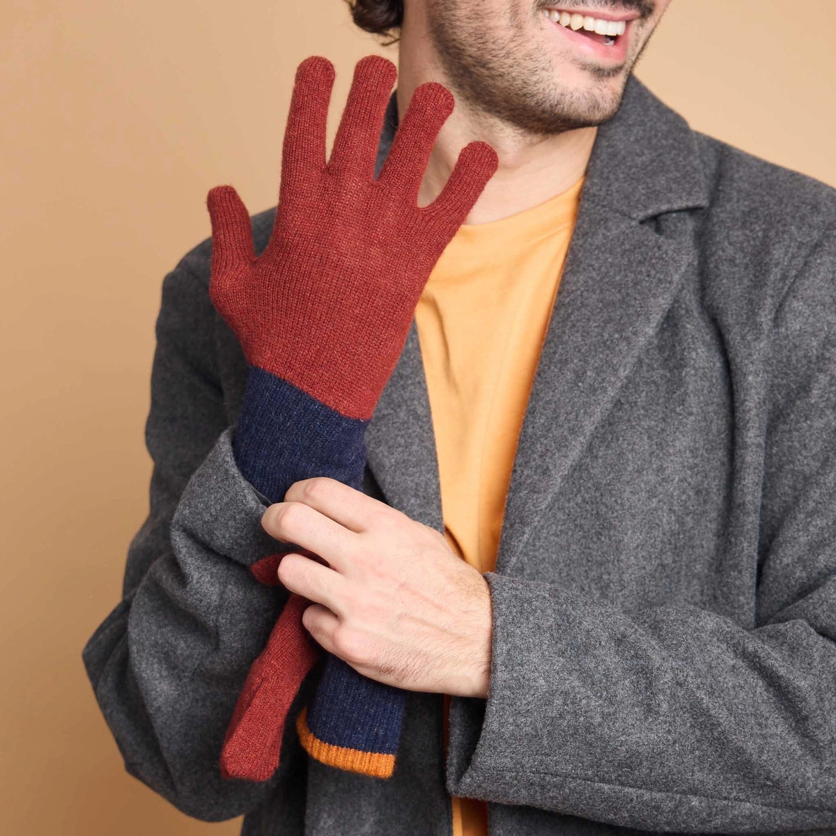 Men's Dark Red Lambswool Gloves