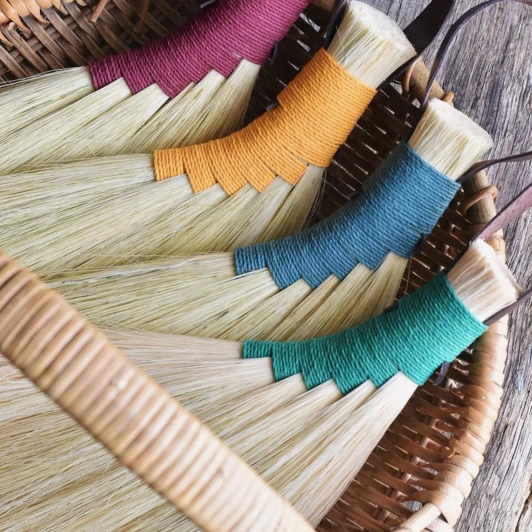 Natural and Green Tampico Fibre Hand Brush