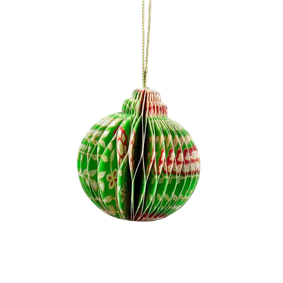 Jaipur Honeycomb Christmas Bauble - Green