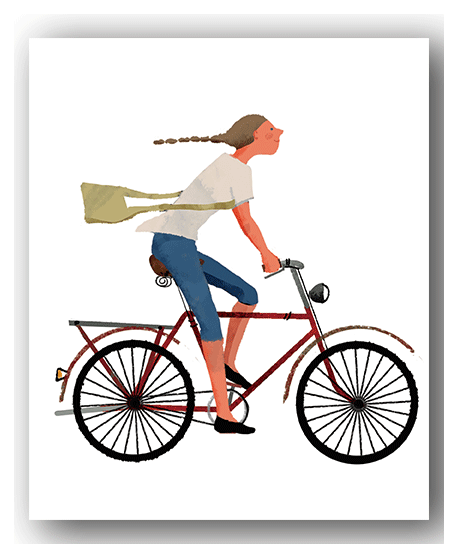 Girl on Bike Card