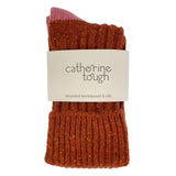 Lambswool & Silk Rust / Dusky Pink Ankle Socks (Size 4-7 )