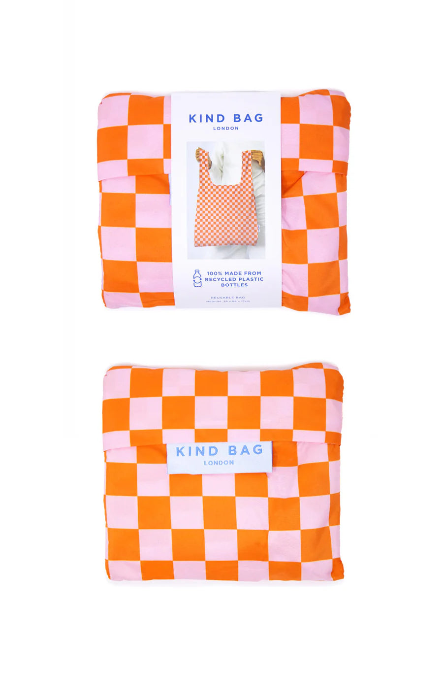 Checkerboard Pink/Orange Medium Reusable Bag
