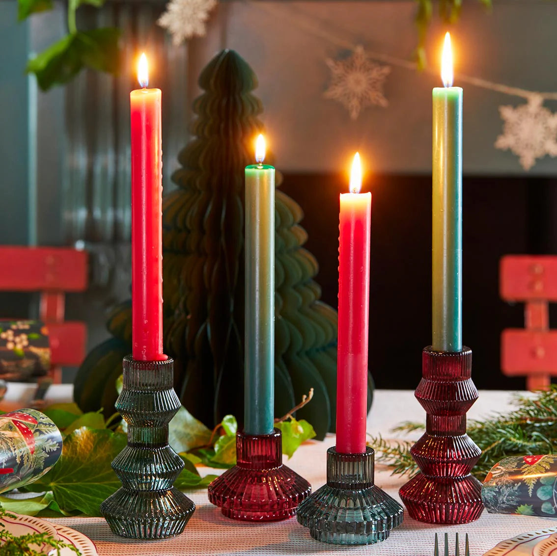Midnight Forest Tall Burgundy Candle Holder