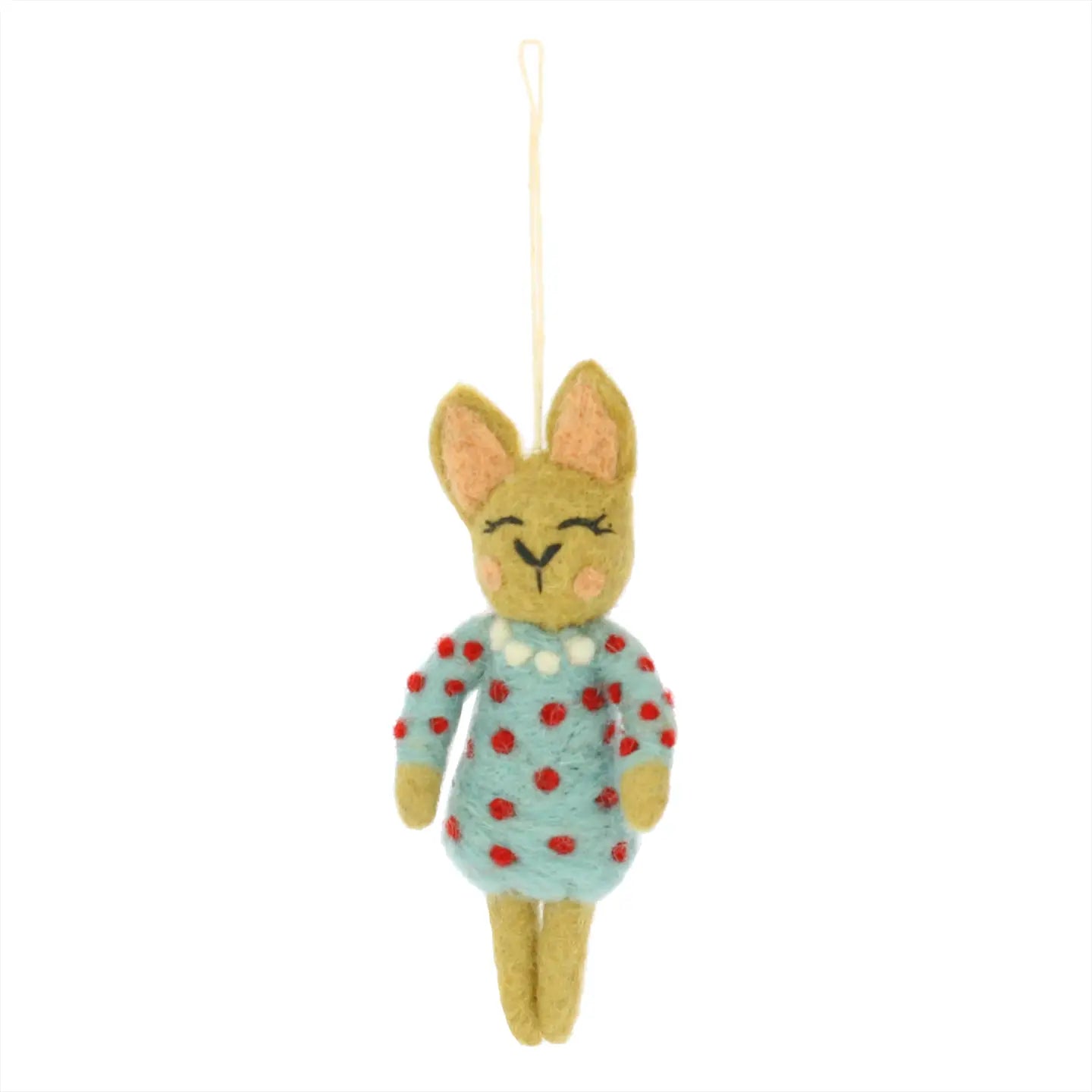 Easter Bunny Girl with Dotty Dress Decoration - Blue