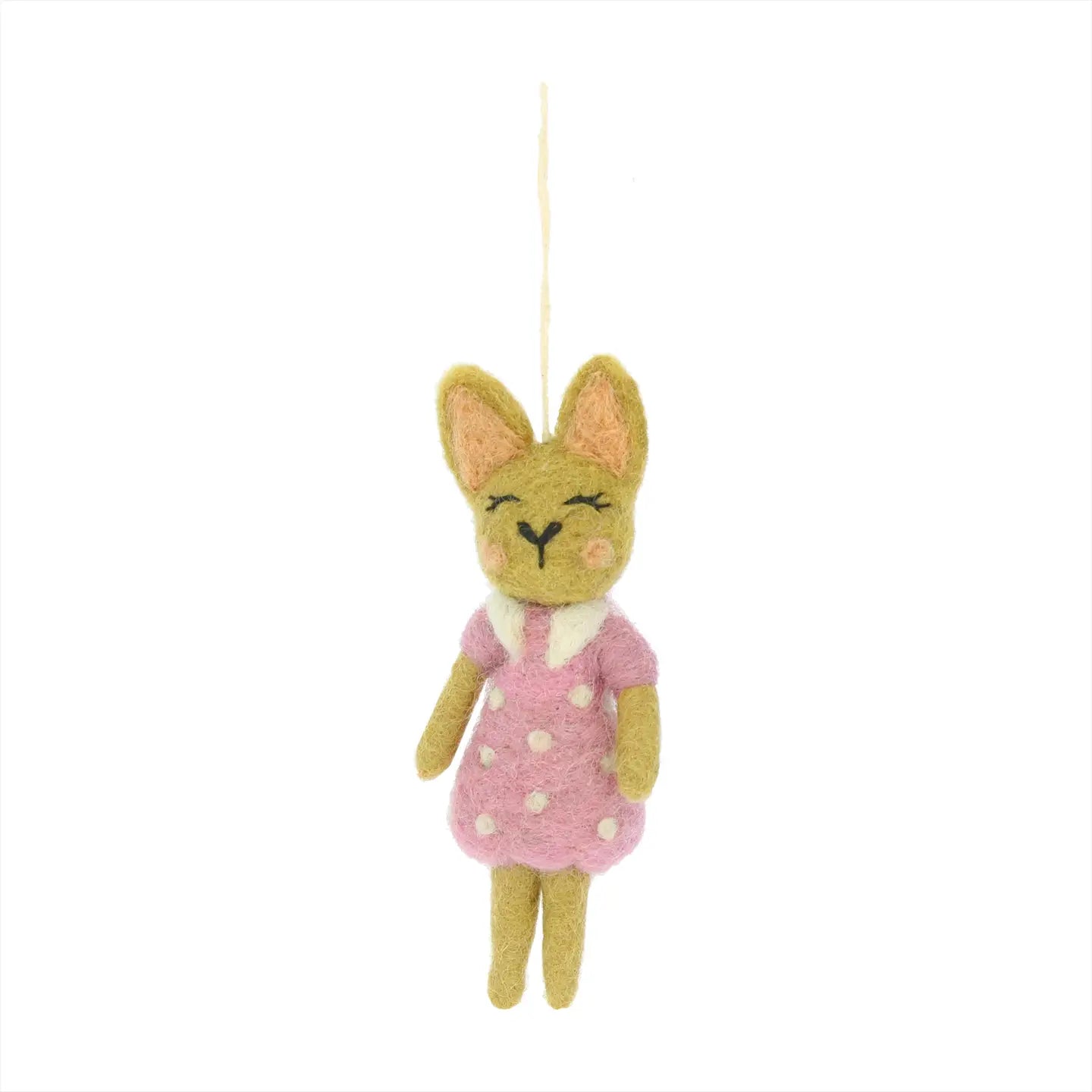 Easter Bunny Girl with Dotty Dress Decoration - Pink
