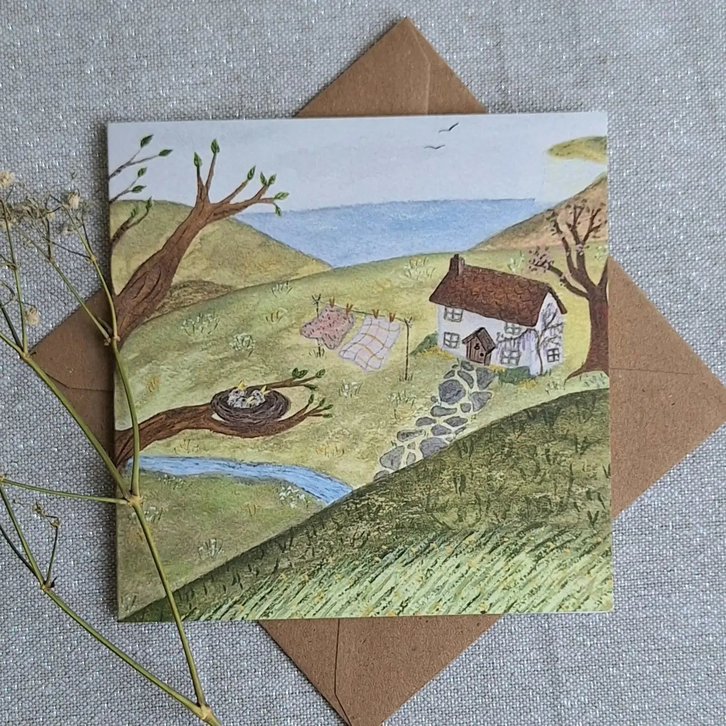 Spring Cottage Greeting Card
