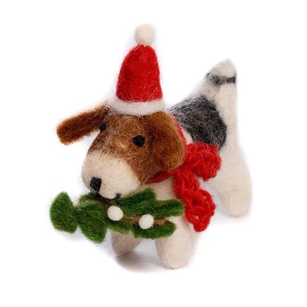Fox Terrier With Mistletoe