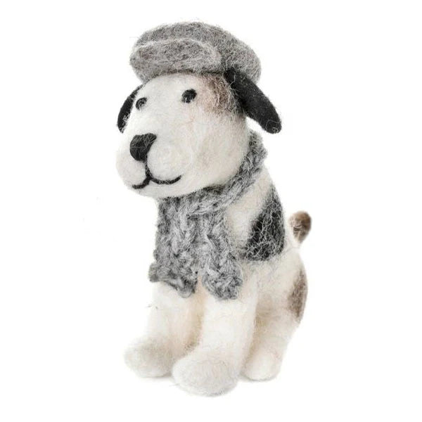 Sitting Jack Russell Flat With Cap & Scarf