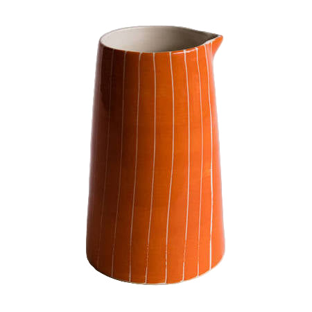 Pitcher - Sgraffito Stripe, Tangerine