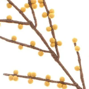 Branch With Dusty Light Yellow Berries Felt Decoration