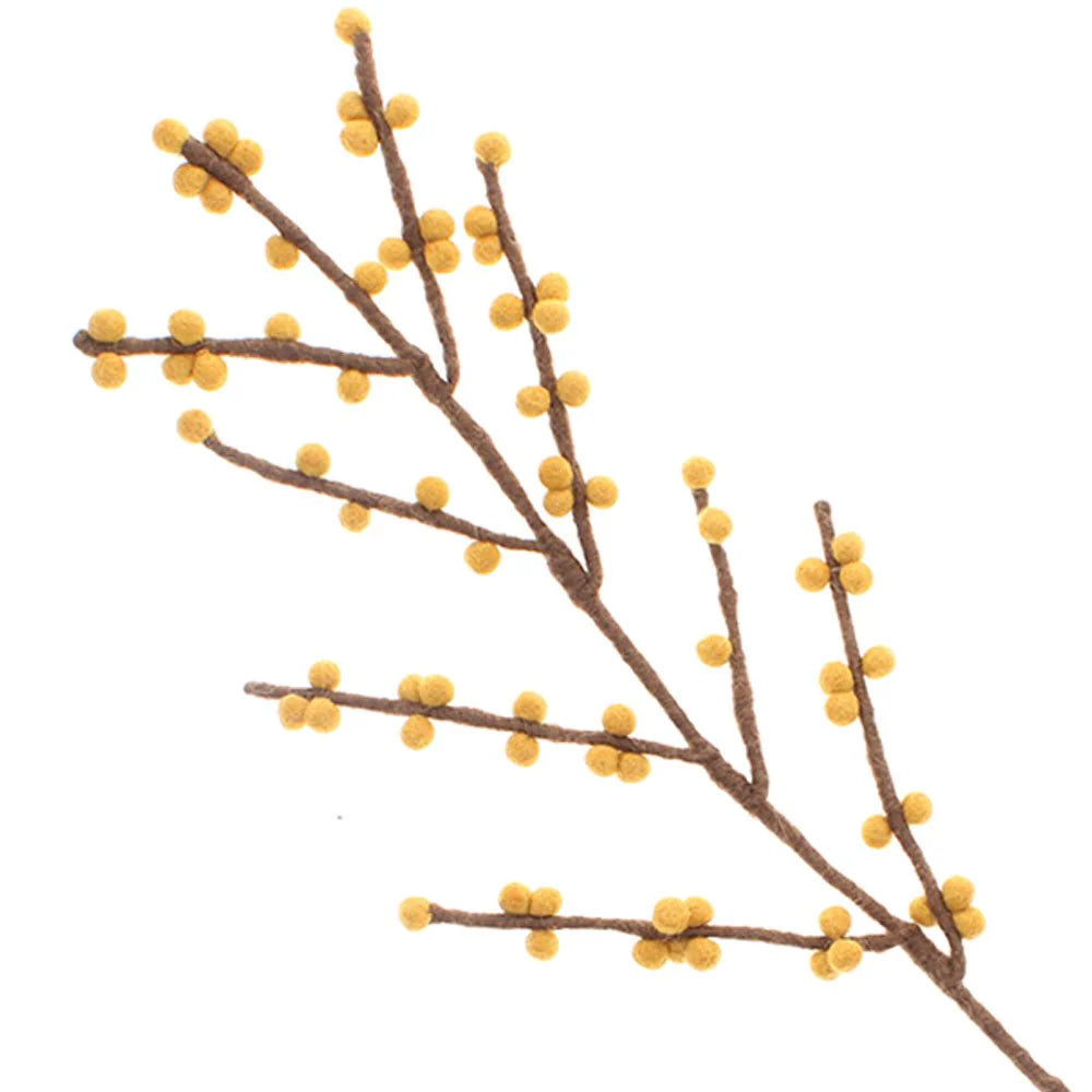 Branch With Dusty Light Yellow Berries Felt Decoration