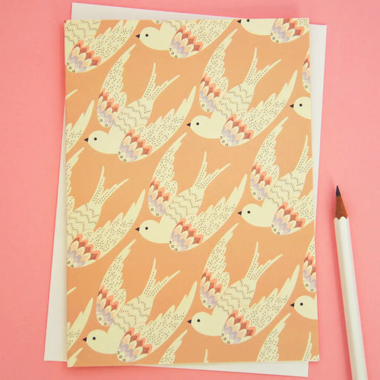 Pink Flying In Greeting Card