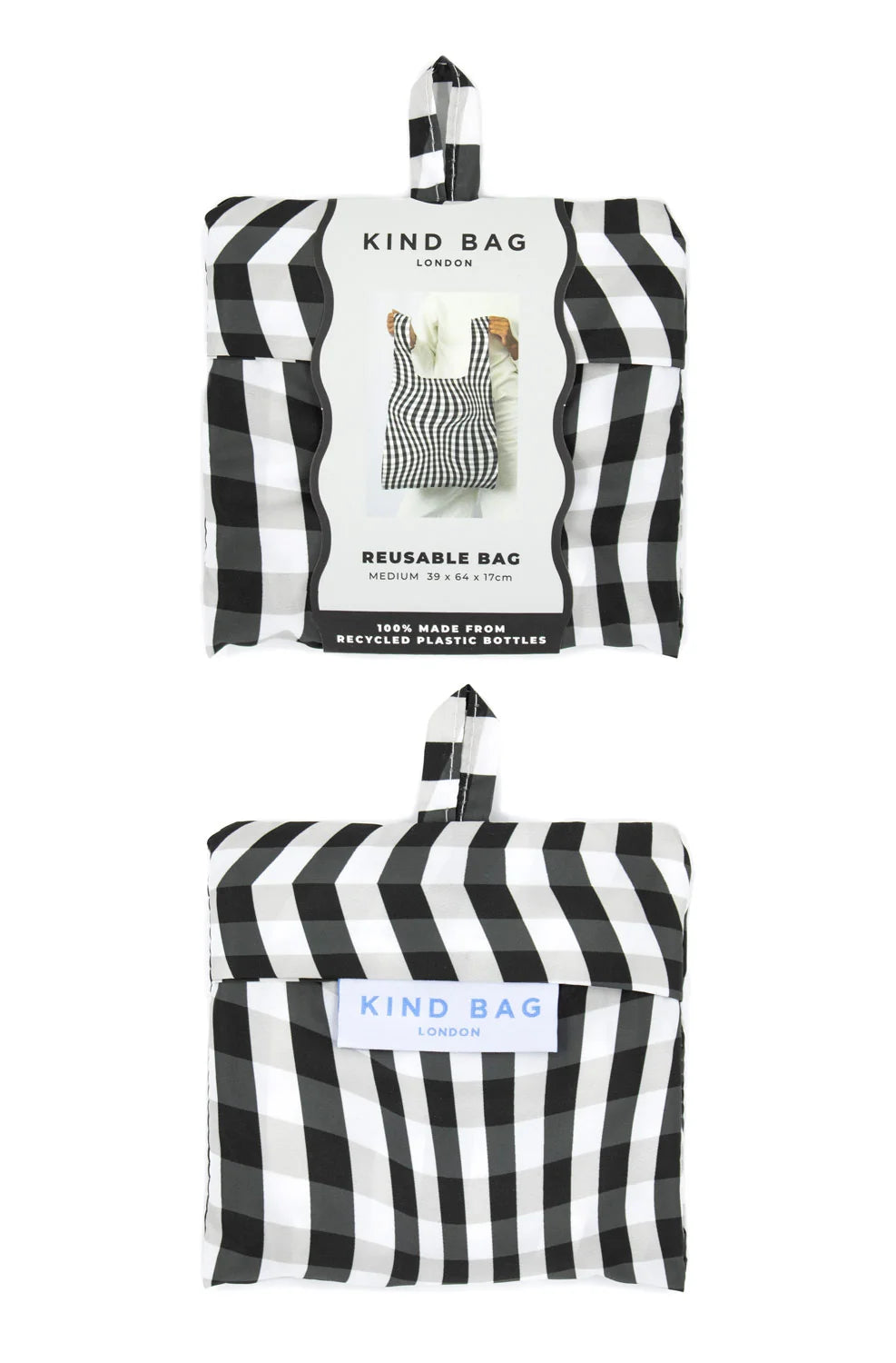 Distorted Gingham Medium Reusable Bag