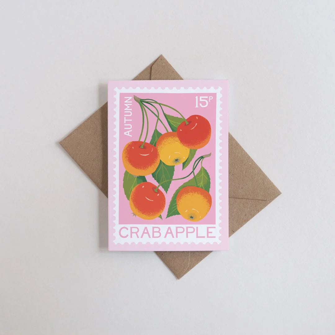 Crab Apple Autumn Illustrated Mini Greetings Card