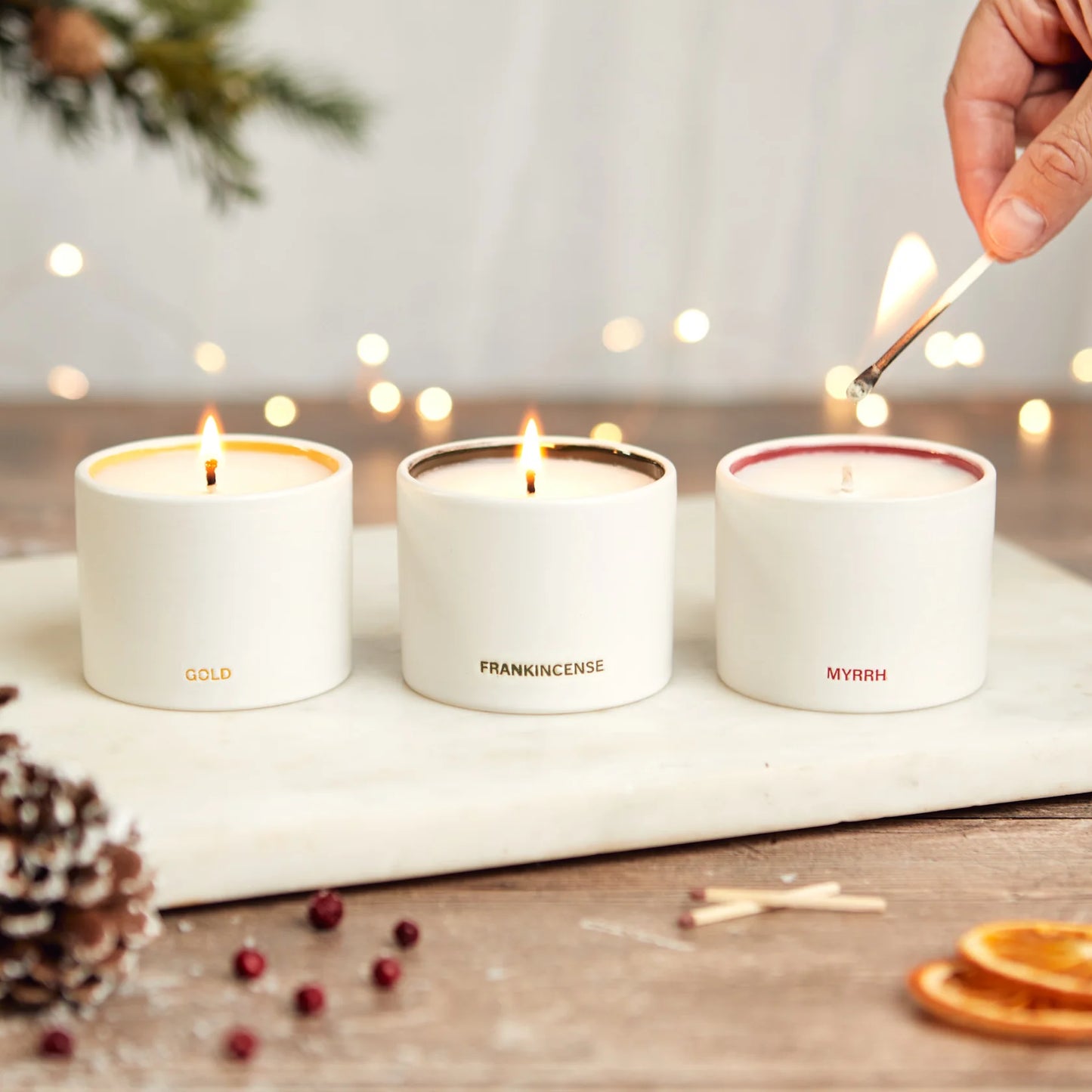 Gold, Frankinscence & Myrrh Candle Trio