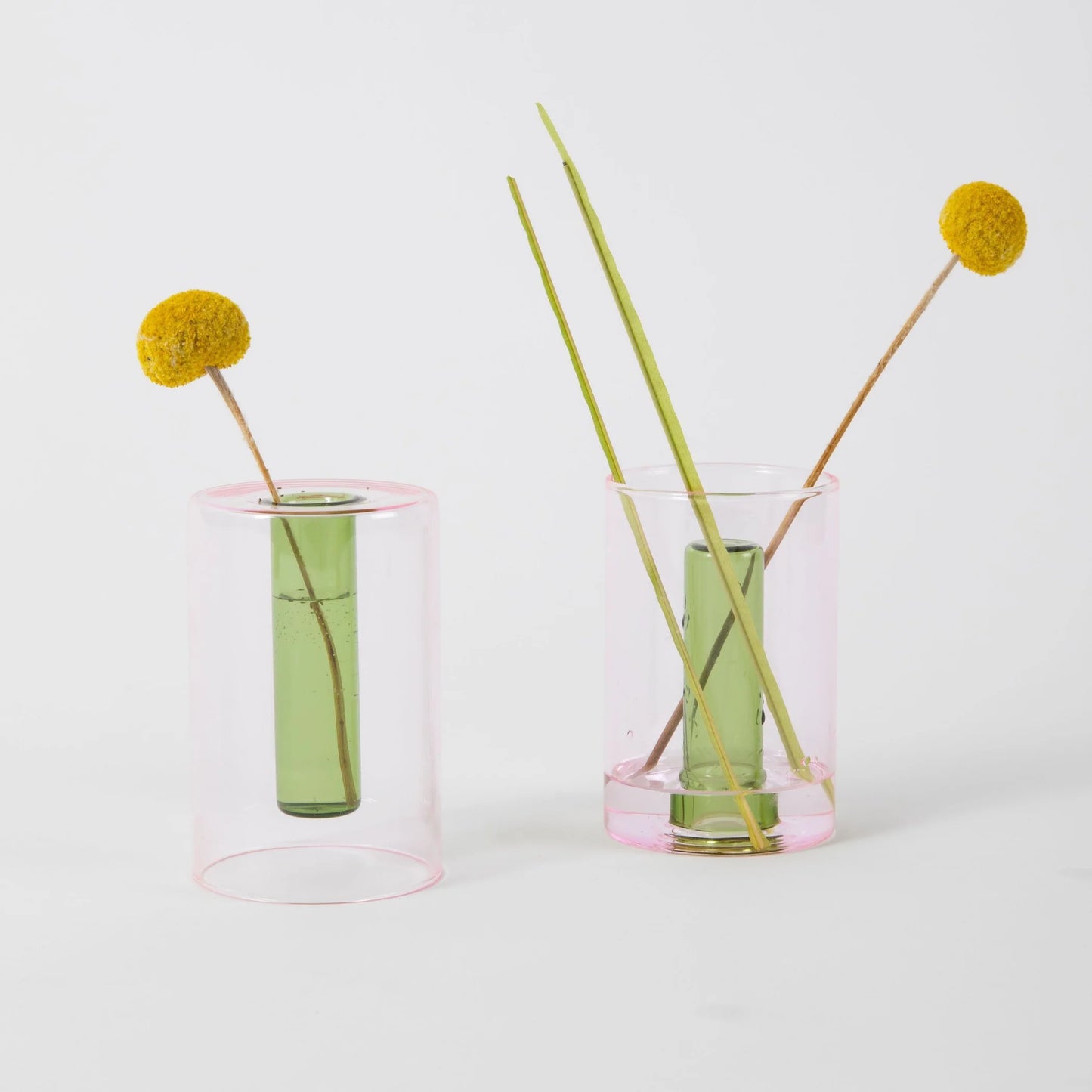 Reversible Small Pink/Green Glass Vase