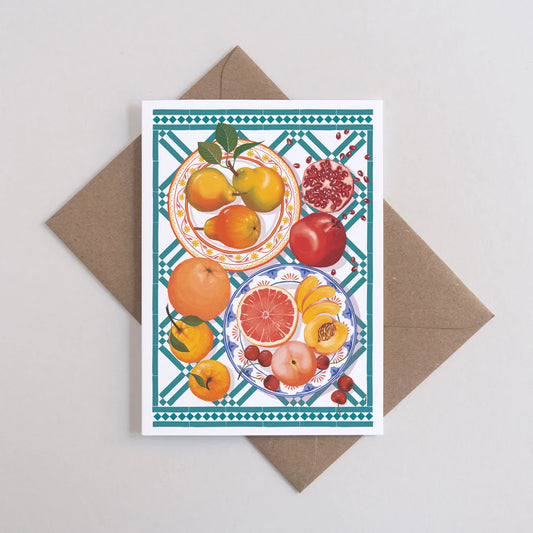 Tablescape Fruits Greetings Card