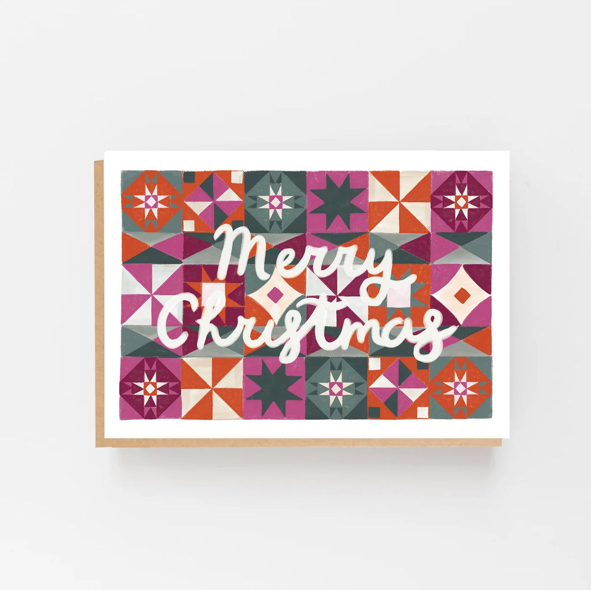 Merry Christmas Red Festive Pattern Card