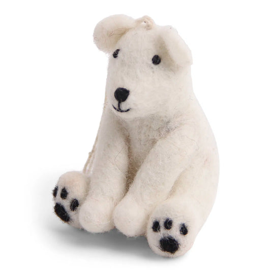Felt Sitting Polar Bear