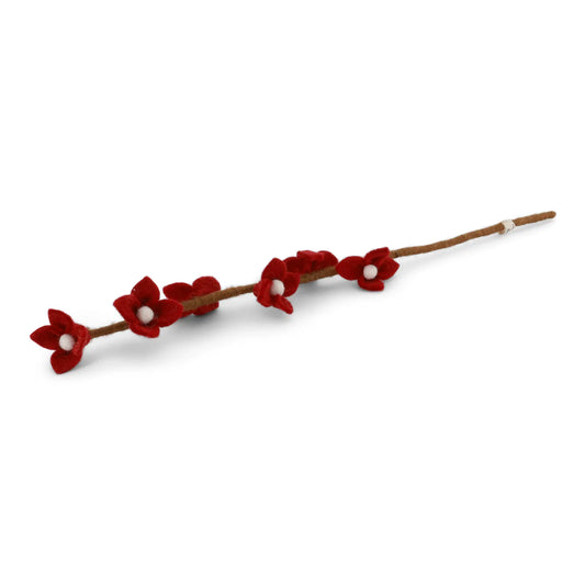 Felt Dark Red Roses With Stalk