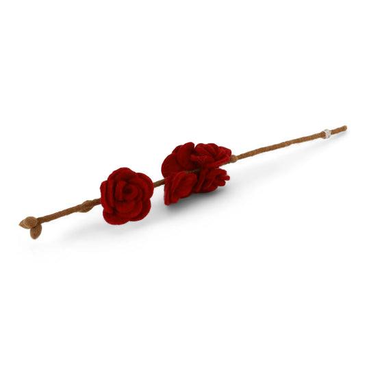 Felt Branch With Dark Red Roses