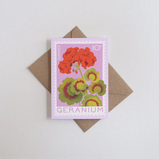 Geranium Illustrated Mini Greetings Card
