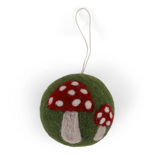 Dark Green Felt Mushroom  Bauble