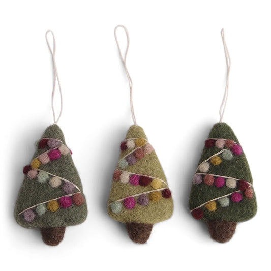 Mini Felt Christmas Tree Decorations (Set Of 3)