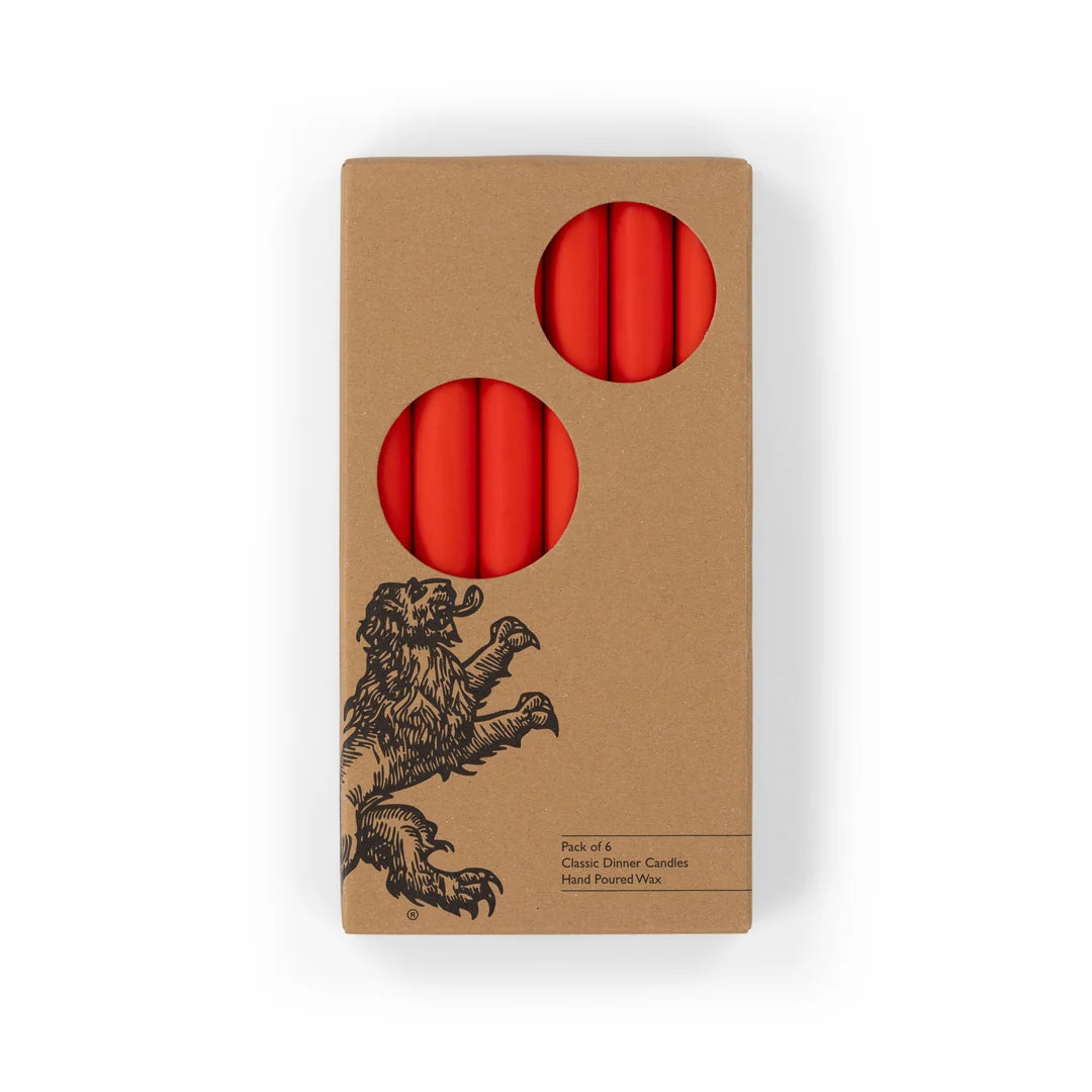 Poppy Red Eco Dinner Candles Pack of 6