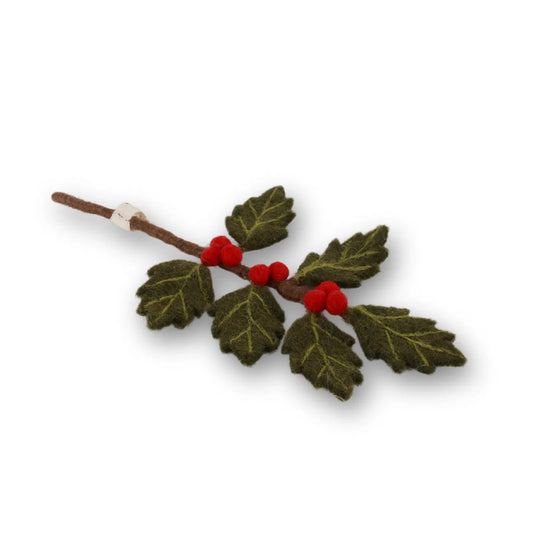 Mini Felt Holly Branch