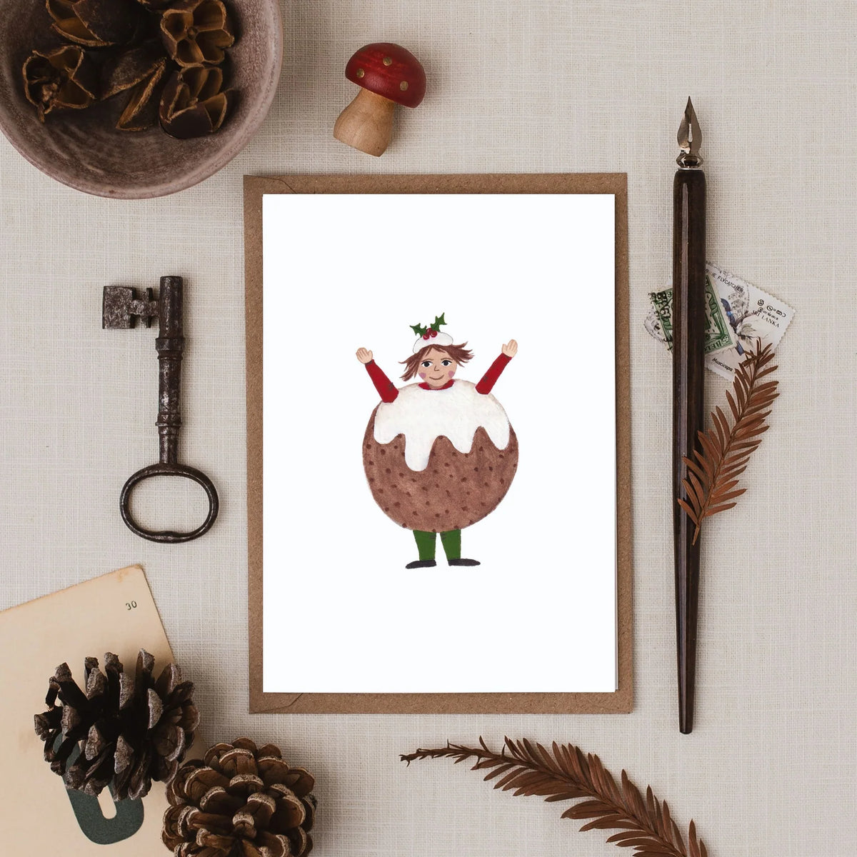 Christmas Pudding Child Greeting Card
