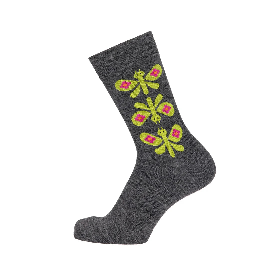 Art Butterfly Anthracite Merino Wool Socks