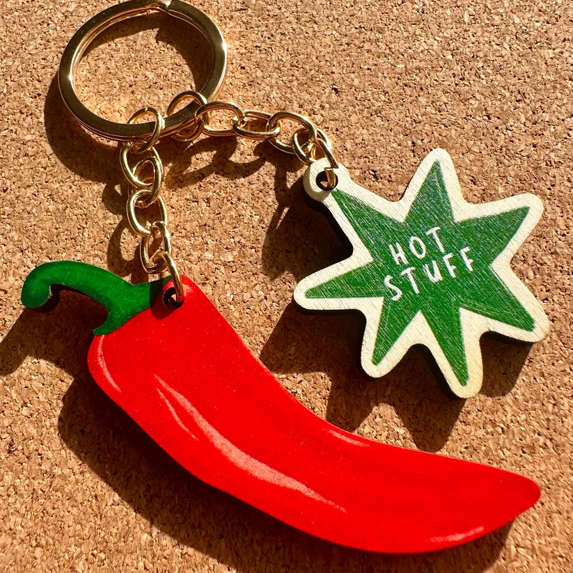 Big Chilli Hot Stuff Wooden Key Ring