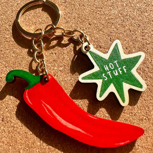Big Chilli Hot Stuff Wooden Key Ring