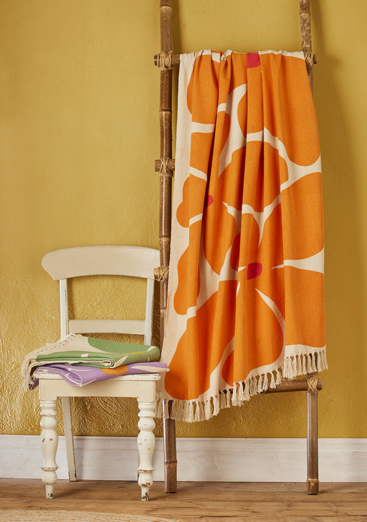 Bold Flower Throw - Orange