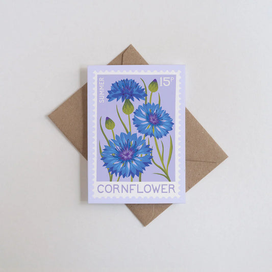 Cornflower Illustrated Mini Greetings Card