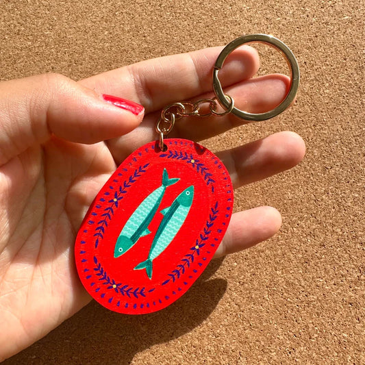 Fish Plate Wooden Key Ring